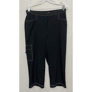 Chicos Zenergy Womens Capri Pants 0.5 Sz 6 Small Black Cargo Pocket Lightweight